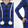 imageGiggling Getup Women Christmas Pajamas Buffalo Plaid Pajamas with Hood Flannel Sherpa One Piece PJBlue
