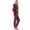 imageGiggling Getup Women Christmas Pajamas Buffalo Plaid Pajamas with Hood Flannel Sherpa One Piece PJRed