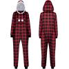 imageGiggling Getup Women Christmas Pajamas Buffalo Plaid Pajamas with Hood Flannel Sherpa One Piece PJRed