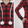 imageGiggling Getup Women Christmas Pajamas Buffalo Plaid Pajamas with Hood Flannel Sherpa One Piece PJRed