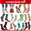 imageJOYIN 12 Pairs Christmas Socks Warm Soft Novelty Crew Socks for Winter Christmas Holiday or Birthday Gift
