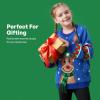 imageJOYIN Kids Christmas Ugly Sweater LED Light Up Reindeer Xmas Sweater Builtin Light Bulbs for Boys Girls Blue Large