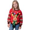 imageJOYIN Kids Christmas Ugly Sweater LED Light Up Reindeer Xmas Sweater Builtin Light Bulbs for Boys Girls Red MediumMedium