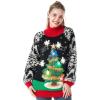 imageJOYIN Ugly Christmas Sweater for Women Light Up Ugly Christmas Sweater Dress Novelty Christmas Long Pullover for PartyBlack