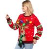 imageJOYIN Womens LED Light Up Christmas Sweater Reindeer Christmas Ugly Sweater with Light BulbsRed