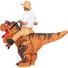 imageSpooktacular Creations Adults Inflatable Costumes Riding a LightUp Eyes Trex Rawr Blow Up Costumes for Halloween PartiesBrown