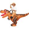 imageSpooktacular Creations Adults Inflatable Costumes Riding a LightUp Eyes Trex Rawr Blow Up Costumes for Halloween PartiesBrown
