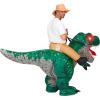 imageSpooktacular Creations Adults Inflatable Costumes Riding a LightUp Eyes Trex Rawr Blow Up Costumes for Halloween PartiesGreen