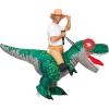 imageSpooktacular Creations Adults Inflatable Costumes Riding a LightUp Eyes Trex Rawr Blow Up Costumes for Halloween PartiesGreen