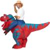 imageSpooktacular Creations Adults Inflatable Costumes Riding a LightUp Eyes Trex Rawr Blow Up Costumes for Halloween PartiesRed