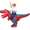 imageSpooktacular Creations Adults Inflatable Costumes Riding a LightUp Eyes Trex Rawr Blow Up Costumes for Halloween PartiesRed