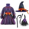 imageSpooktacular Creations Child Girl Orange Purple Witch Costume Toddler Witch Outfit Set for Kids Halloween Dress Up PartiesPurple