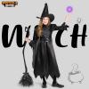 imageSpooktacular Creations Girls Black Witch Costume Kids Halloween Outfit with Broom Toddler Witch Dress for Halloween Parties