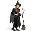 imageSpooktacular Creations Girls Black Witch Costume Kids Halloween Outfit with Broom Toddler Witch Dress for Halloween Parties