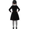 imageSpooktacular Creations Girls Collar Black Dress School Girl Costume with Wig Skater Dress for Toddler Halloween Cosplay