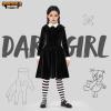 imageSpooktacular Creations Girls Collar Black Dress School Girl Costume with Wig Skater Dress for Toddler Halloween Cosplay