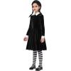 imageSpooktacular Creations Girls Collar Black Dress School Girl Costume with Wig Skater Dress for Toddler Halloween Cosplay