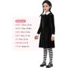 imageSpooktacular Creations Girls Collar Black Dress School Girl Costume with Wig Skater Dress for Toddler Halloween Cosplay