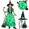 imageSpooktacular Creations Girls Witch Costume Light up Witch Costume Kids Starry Dress for Child Halloween Role Play PartiesGreen
