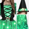 imageSpooktacular Creations Girls Witch Costume Light up Witch Costume Kids Starry Dress for Child Halloween Role Play PartiesGreen