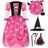imageSpooktacular Creations Girls Witch Costume Light up Witch Costume Kids Starry Dress for Child Halloween Role Play PartiesPink