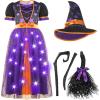 imageSpooktacular Creations Light Up Witch Costume for Toddler Girls Fairy Tale Witch Outfit for Kids Halloween Dress Up PartiesPurple