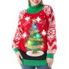 imageJOYIN Ugly Christmas Sweater for Women Light Up Ugly Christmas Sweater Dress Novelty Christmas Long Pullover for PartyRed