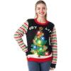 imageJOYIN Womens LED Light Up Get Lit Christmas Tree Ugly Christmas Sweater Builtin Light Bulbs XLarge Black