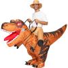 imageSpooktacular Creations Adults Inflatable Costumes Riding a LightUp Eyes Trex Rawr Blow Up Costumes for Halloween PartiesBrown