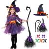 imageSpooktacular Creations Child Girl Orange Purple Witch Costume Toddler Witch Outfit Set for Kids Halloween Dress Up PartiesPurple