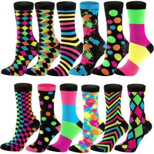imageJOYIN 12 PCS Christmas Socks Women Colorful Funky Paint Splash Patterned Crew Socks Funky Paintspalsh ampamp Colorblocks for Christmas Holiday or Birthday Gift