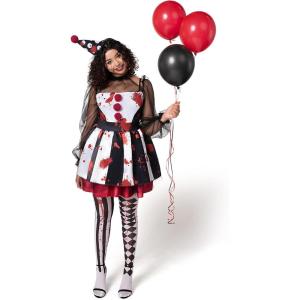 imageSpooktacular Creations Adult Creepy Clown Costume Women Scary Jester Outfit for Adult Halloween Costume