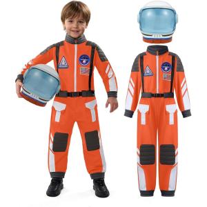 imageSpooktacular Creations Astronaut Costume with Helmet Toddler Astronaut Outfit BoysPilot Jumpsuit Unisex for Halloween PartyOrange