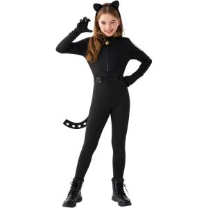 imageSpooktacular Creations Black Cat Costume for Girls Kids Cat Outfit Set with Tail Child Halloween Costume for Cosplay Party