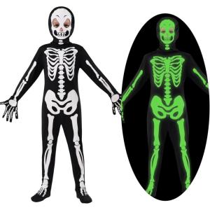 imageSpooktacular Creations Boy Halloween Skeleton Costume Halloween Skeleton Costume for Kids Bone Outfit Bone JumpsuitWith Eye Holes