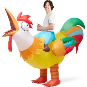 imageSpooktacular Creations Chicken Inflatable Costume Adult Riding a Rooster Blow Up Funny Halloween Costume for Men Women DressUp Themed Cosplay Parties