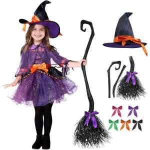 imageSpooktacular Creations Child Girl Orange Purple Witch Costume Toddler Witch Outfit Set for Kids Halloween Dress Up PartiesPurple