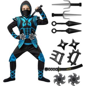 imageSpooktacular Creations Golden Ninja Costume Set Ninja Jumpsuit with Foam Accessories for Kids Toddler Halloween Outfit for Ideas Cosplay Party Medium 810 yrsBlue