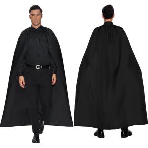 imageSpooktacular Creations Halloween Cape Costume Black Cape for Adult Black Cloak Knight for Halloween Dress Up Party CosplayBlack