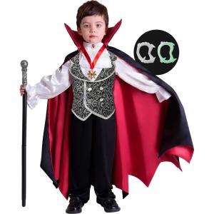 imageSpooktacular Creations Halloween Gothic Vampire Costume Kids Deluxe Halloween Vampire Costumes for Dress Up Role PlayGrey