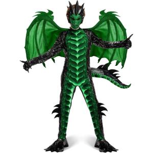 imageSpooktacular Creations Halloween Kid Dragon Costume Boys Dragon Wings Tail and Mask Set for Halloween Dress UpGreen
