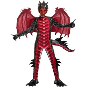 imageSpooktacular Creations Halloween Kid Dragon Costume Boys Dragon Wings Tail and Mask Set for Halloween Dress UpRed