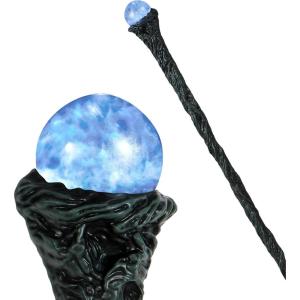 imageSpooktacular Creations Halloween LED Witch Staff Light Up Magic Vintage Walking Cane Prop Stick Accessory for Halloween Wizard Dress Up Party Pretend and Play Costume