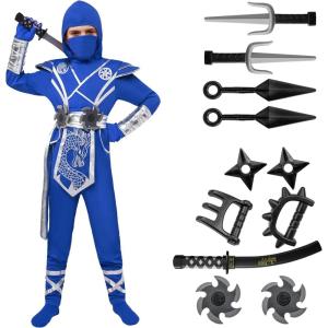 imageSpooktacular Creations Halloween Ninja Costume Kids Ninja Dragon Jumpsuit Set Boys Halloween Costume for DressUp PartyBluesliver
