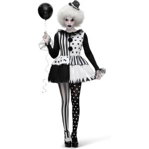 imageSpooktacular Creations Halloween Women Killer Clown Costume Black and White Clown Outfit for Women Halloween Costume
