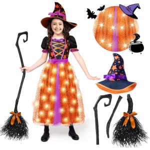 imageSpooktacular Creations Light Up Witch Costume for Toddler Girls Fairy Tale Witch Outfit for Kids Halloween Dress Up PartiesOrange