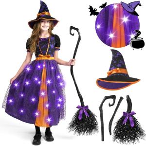 imageSpooktacular Creations Light Up Witch Costume for Toddler Girls Fairy Tale Witch Outfit for Kids Halloween Dress Up PartiesPurple