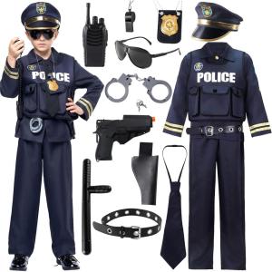 imageSpooktacular Creations Police Costume for Kids Boys in Dark Premium Style for Police Themed Events Parties and More