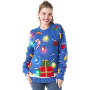 imageWomens LED Light Up String Light Ugly Christmas Sweater